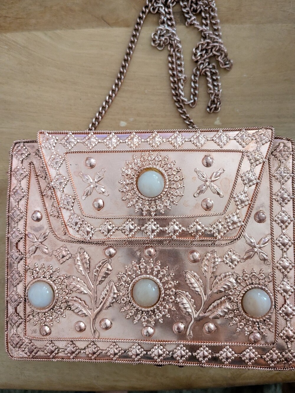 From St Xavier Elmie Rose Gold Rose Quartz Metal Clutch Anthropologie